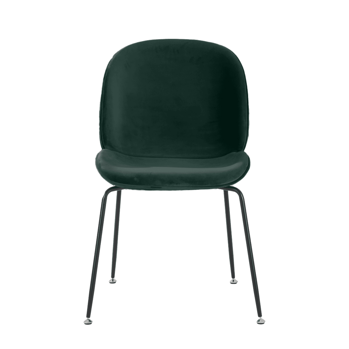 Luxurious Dark Green Velvet Dining Chair with Black Metal Legs