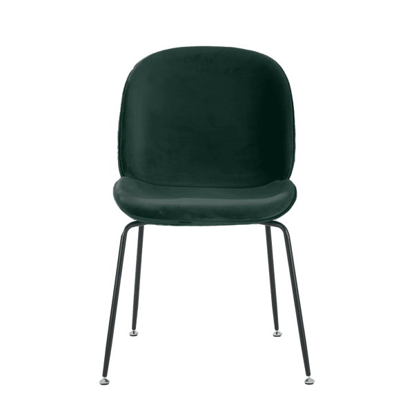 Luxurious Dark Green Velvet Dining Chair with Black Metal Legs
