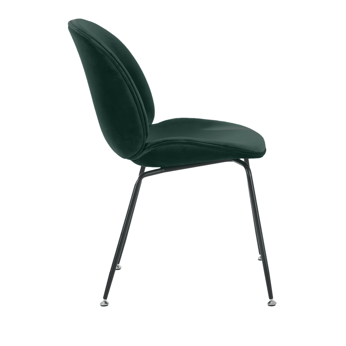 Luxurious Dark Green Velvet Dining Chair with Black Metal Legs