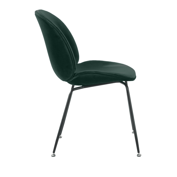Luxurious Dark Green Velvet Dining Chair with Black Metal Legs