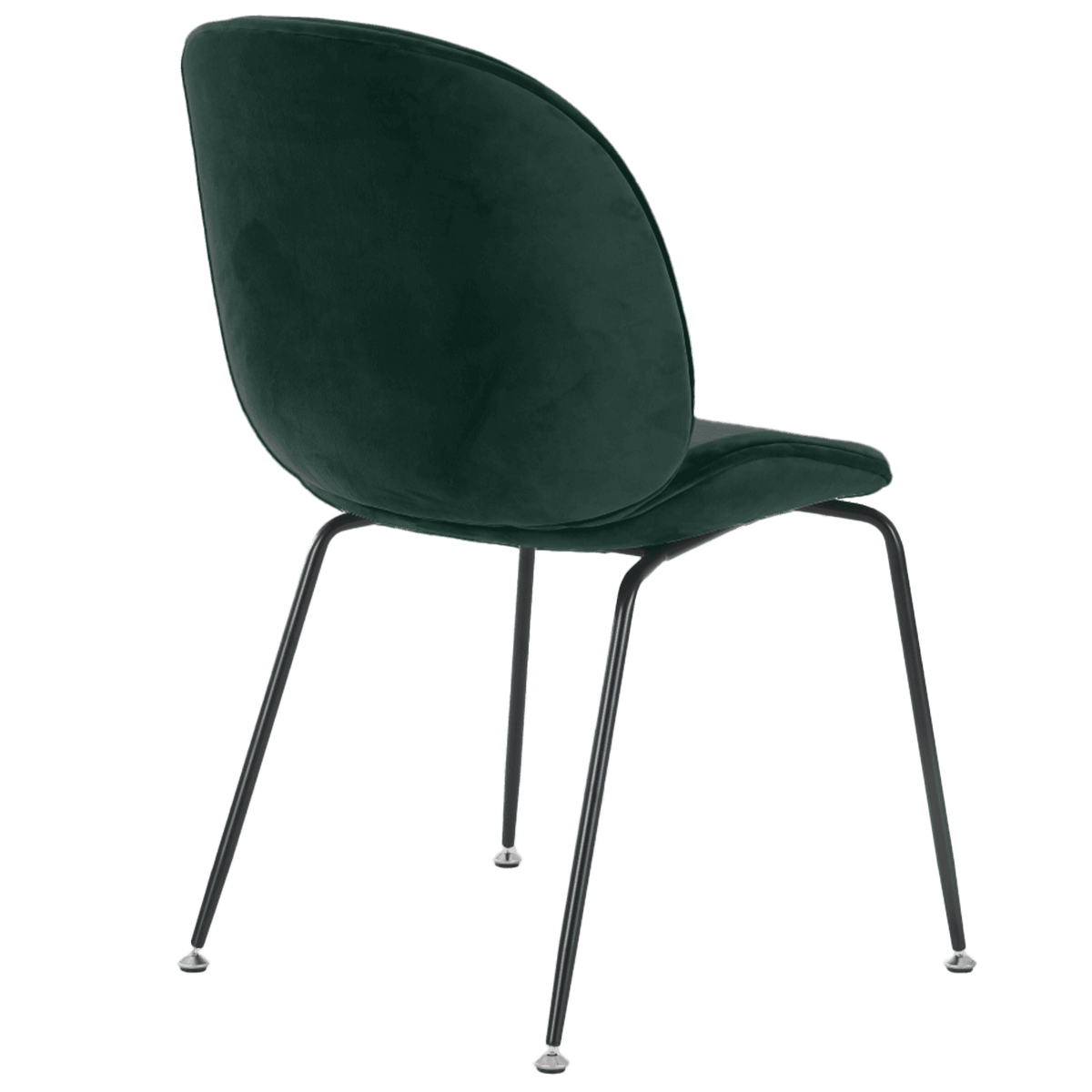 Luxurious Dark Green Velvet Dining Chair with Black Metal Legs
