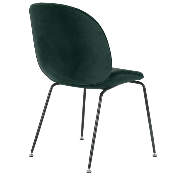 Luxurious Dark Green Velvet Dining Chair with Black Metal Legs