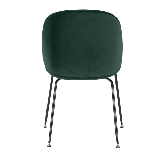 Luxurious Dark Green Velvet Dining Chair with Black Metal Legs