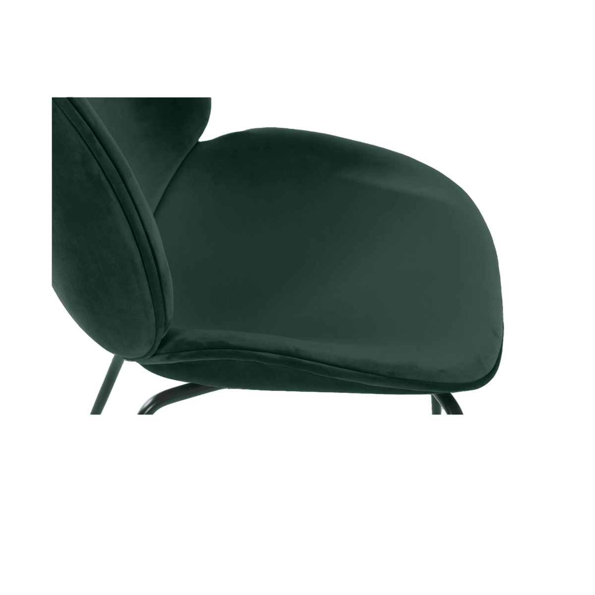 Luxurious Dark Green Velvet Dining Chair with Black Metal Legs