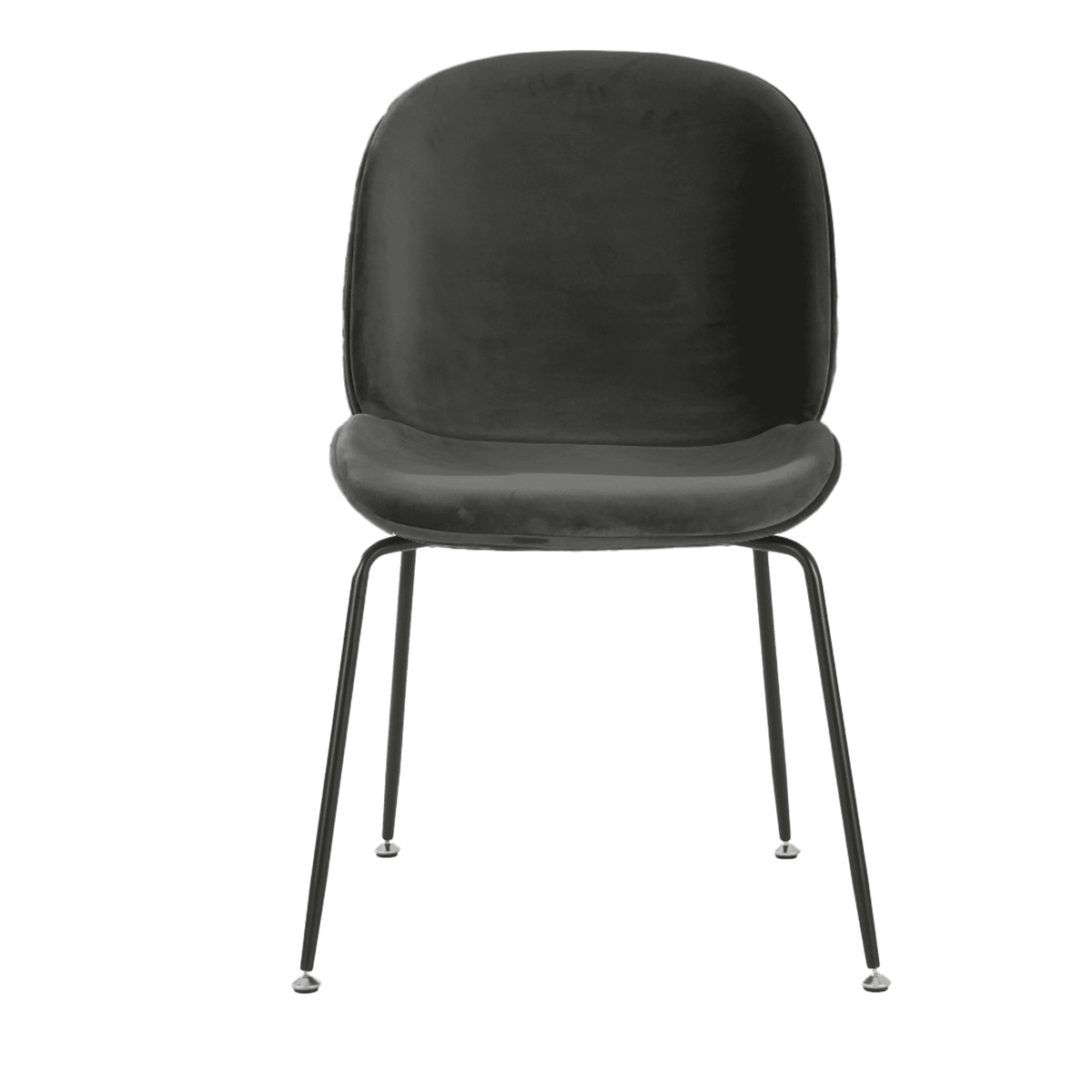 Luxurious Dark Grey Velvet Dining Chair with Black Metal Legs