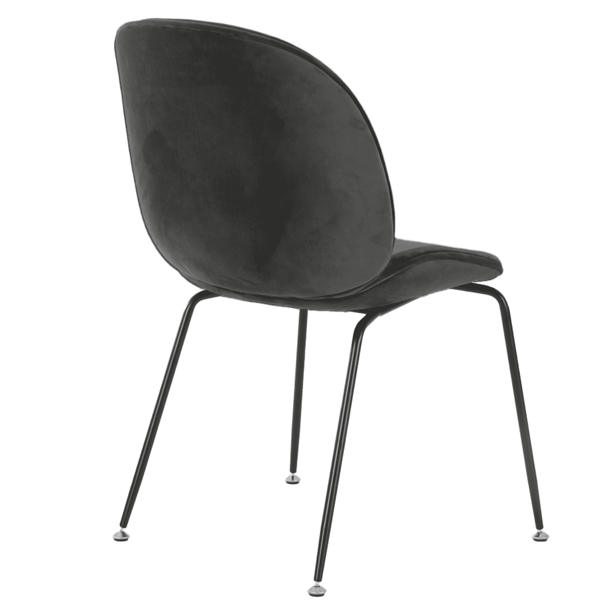 Luxurious Dark Grey Velvet Dining Chair with Black Metal Legs