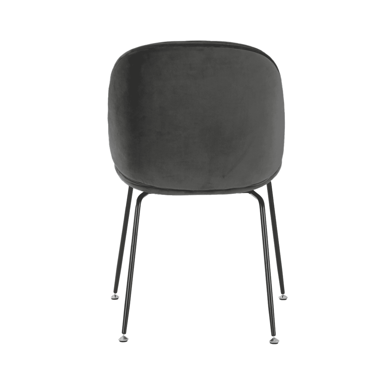 Luxurious Dark Grey Velvet Dining Chair with Black Metal Legs
