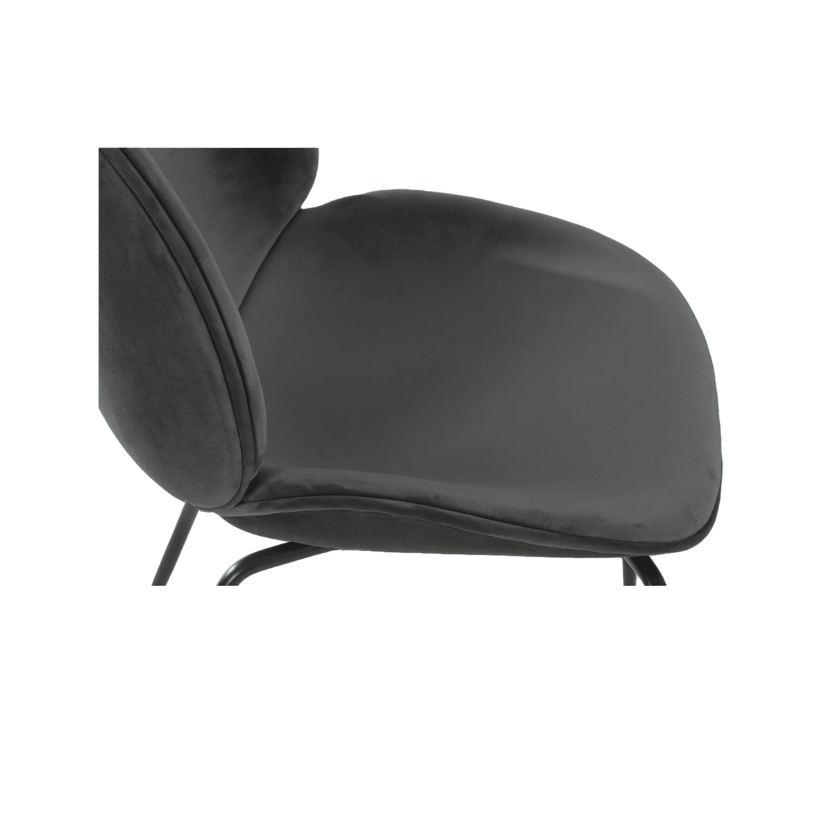 Luxurious Dark Grey Velvet Dining Chair with Black Metal Legs