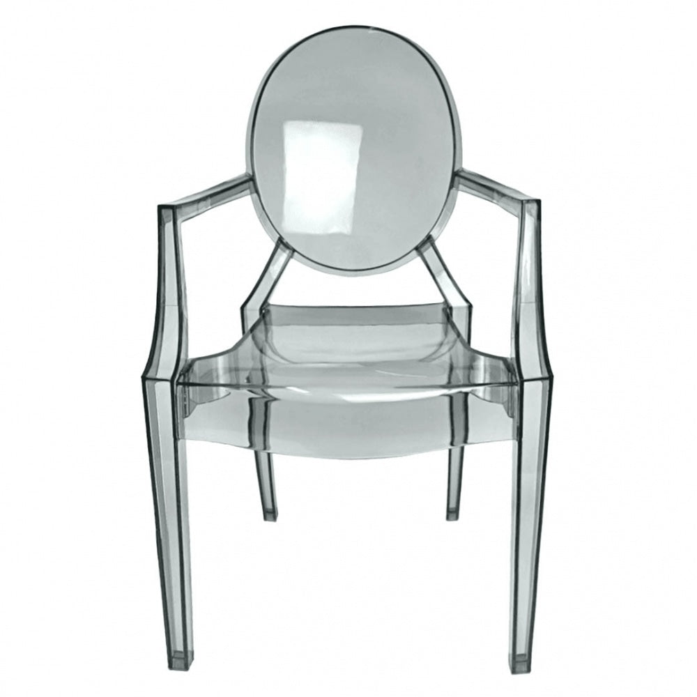 Smoke Grey Ghost Style Plastic Louis Armchair