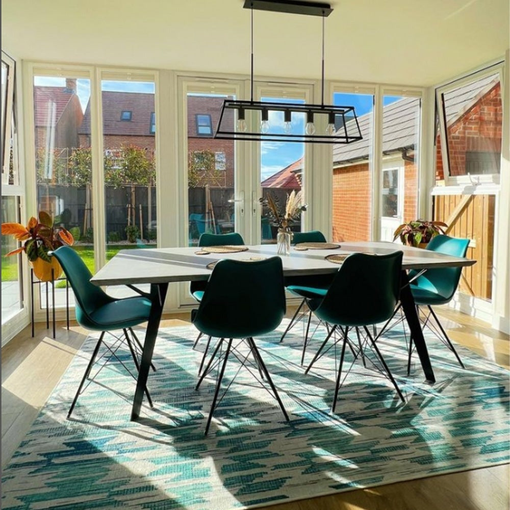 OUTLET Soho Teal Plastic Dining Chair with Black Metal Legs