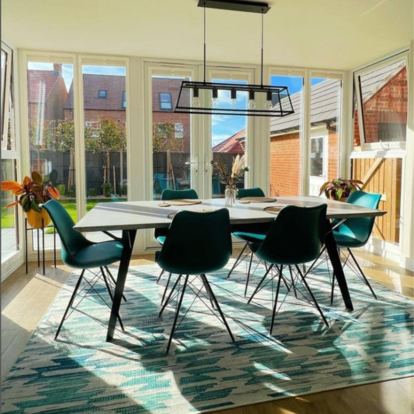 OUTLET Soho Teal Plastic Dining Chair with Black Metal Legs