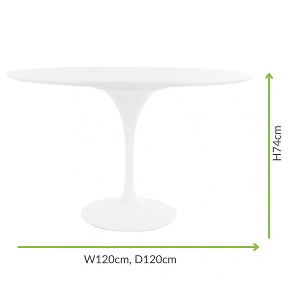 Chelsea Set - White Large Circular Table with Four Chairs - Various Colours