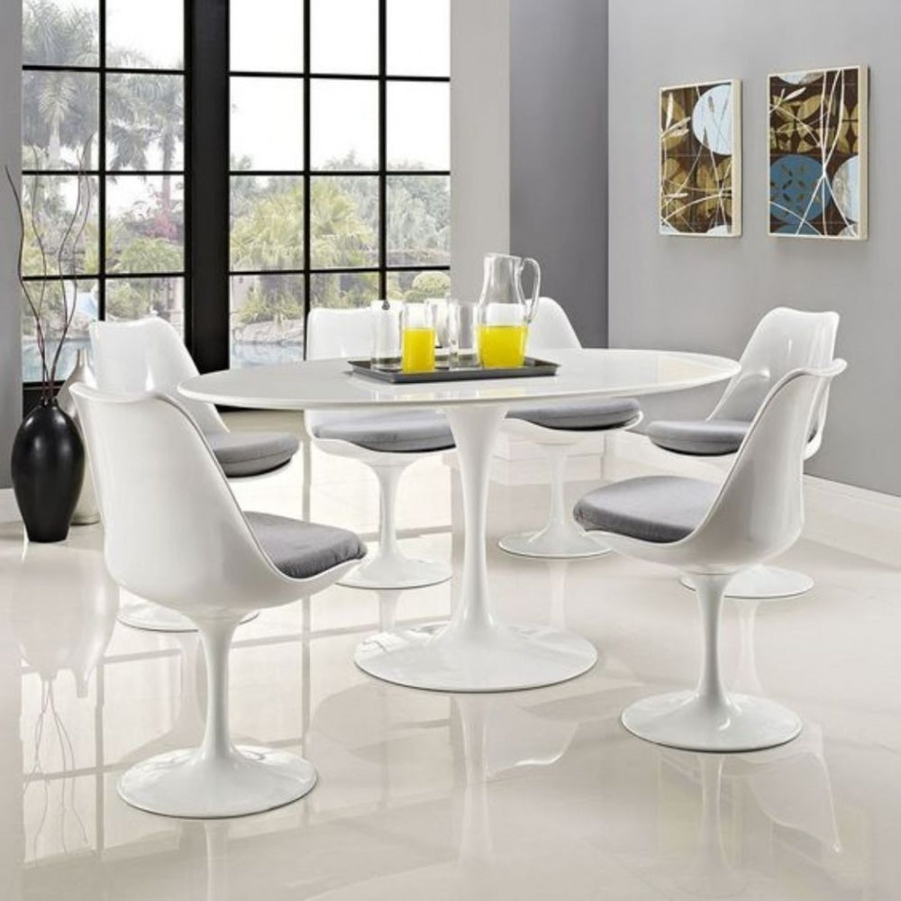 Chelsea Set - White Large Circular Table with Four Chairs - Various Colours