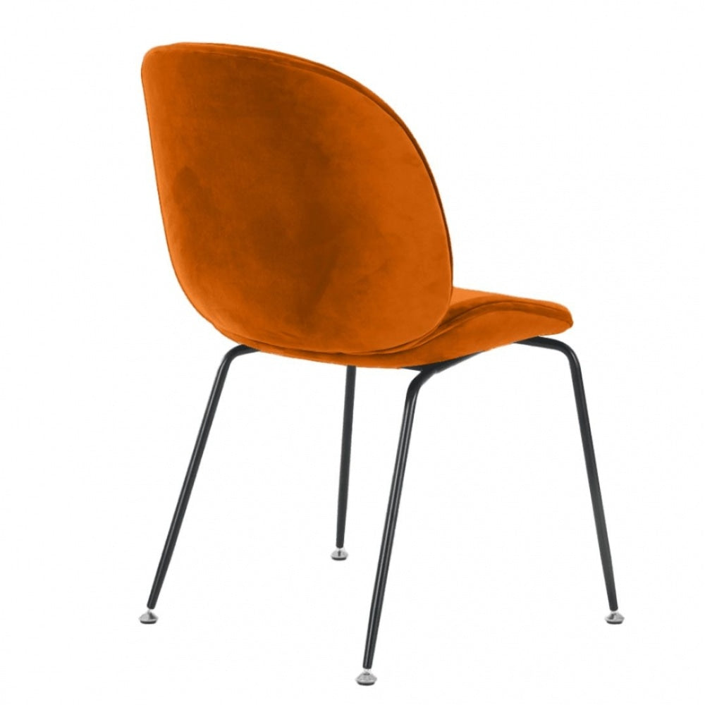 OUTLET Luxurious Orange Velvet Dining Chair with Black Metal Legs