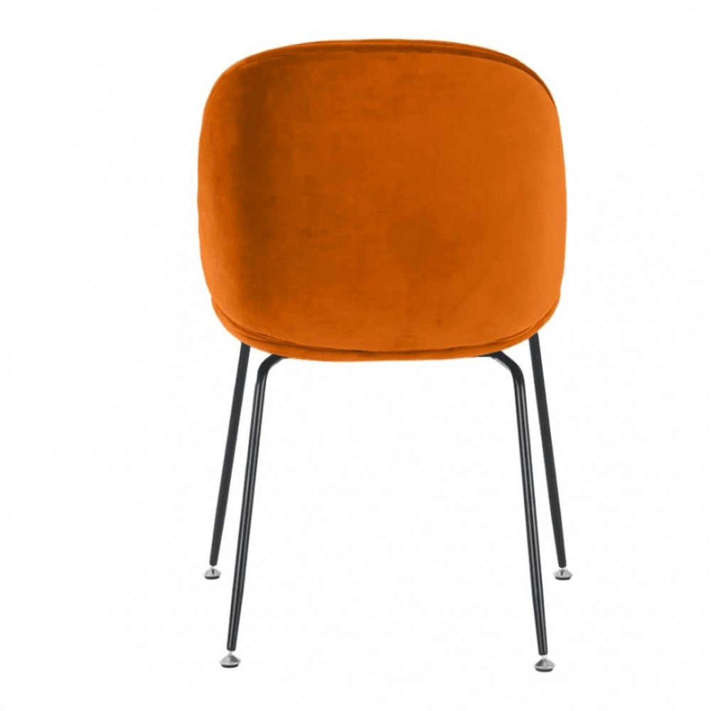 OUTLET Luxurious Orange Velvet Dining Chair with Black Metal Legs