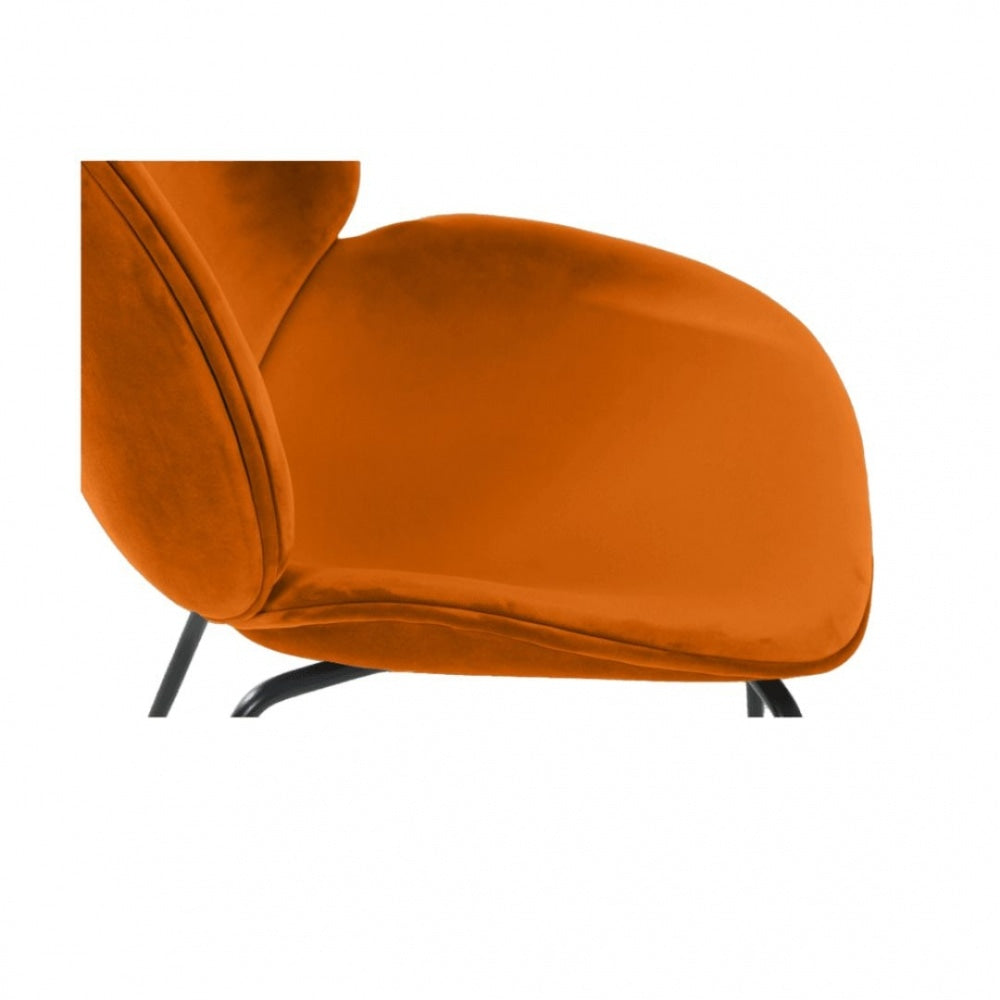 OUTLET Luxurious Orange Velvet Dining Chair with Black Metal Legs