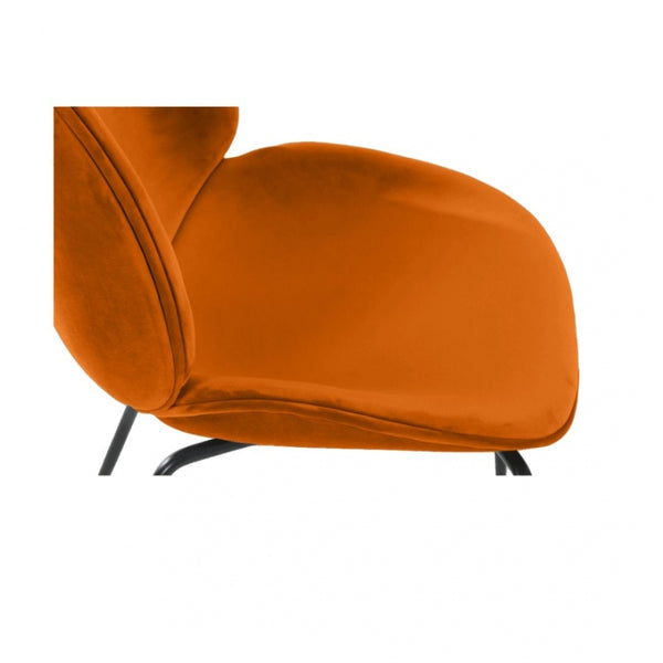OUTLET Luxurious Orange Velvet Dining Chair with Black Metal Legs