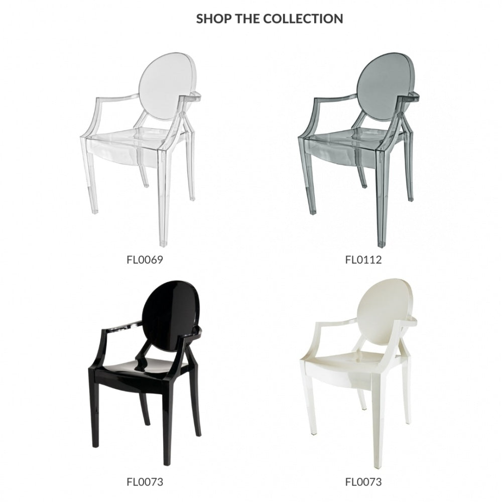 Black Ghost Style Plastic Louis Armchair