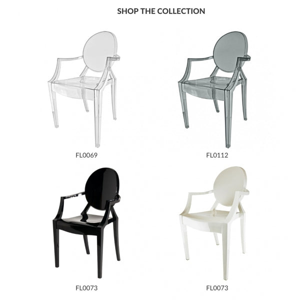 Black Ghost Style Plastic Louis Armchair