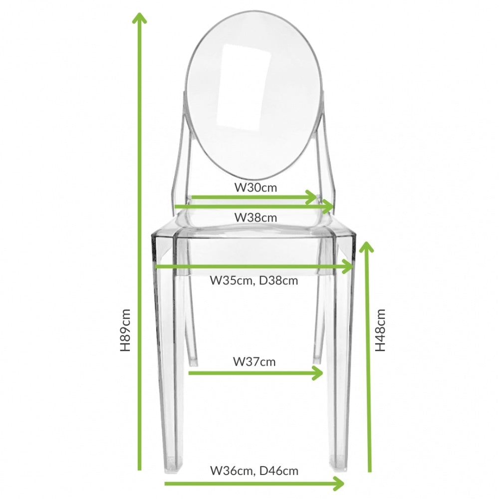 Crystal Clear Ghost Style Plastic Victoria Dining Chair