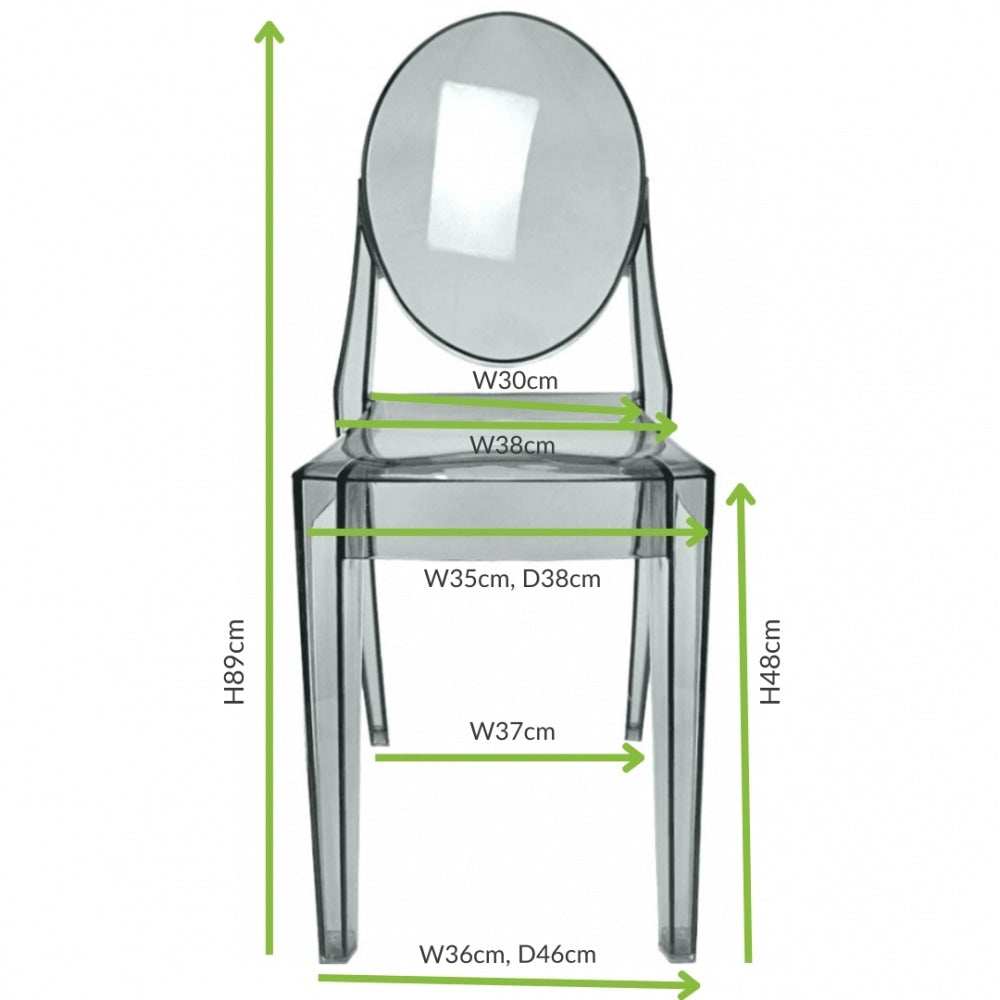 Smoke Grey Ghost Style Plastic Victoria Dining Chair