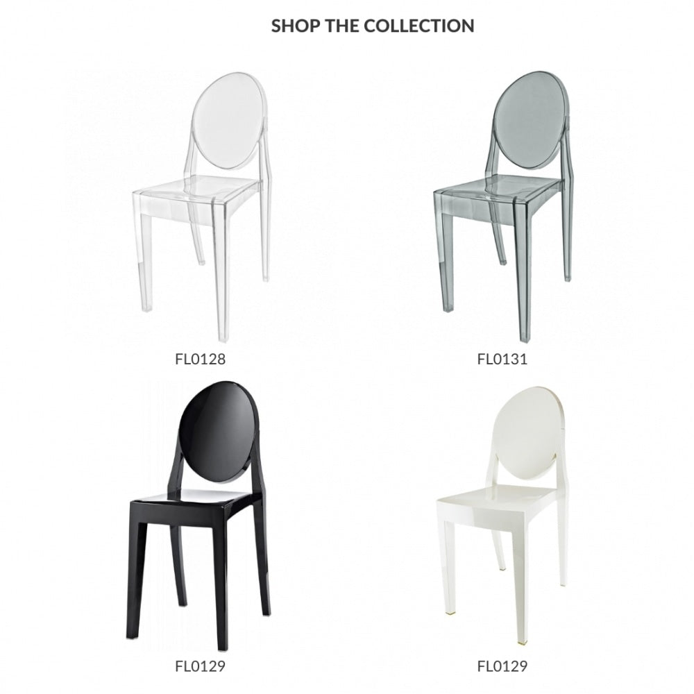 Smoke Grey Ghost Style Plastic Victoria Dining Chair