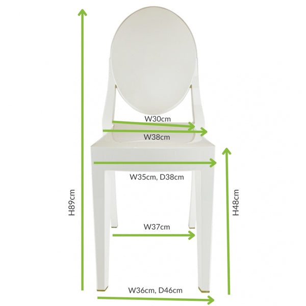 Ivory White Ghost Style Plastic Victoria Dining Chair