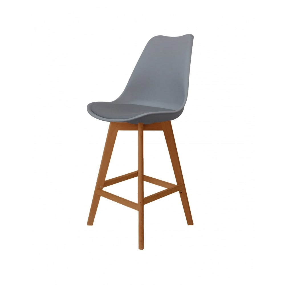 Soho Dark Grey Plastic Bar Stool Medium Wood Legs
