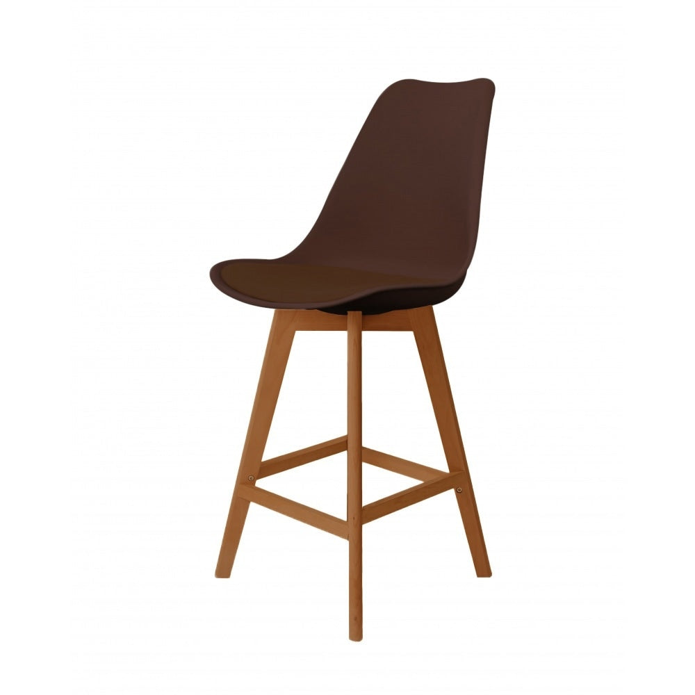 Soho Chocolate Plastic Bar Stool Medium Wood Legs