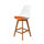 Soho White and Orange Plastic Bar Stool with Medium Wood Legs