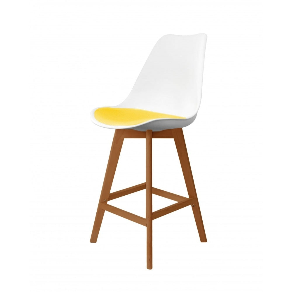 Soho Yellow Plastic Bar Stool Medium Wood Legs