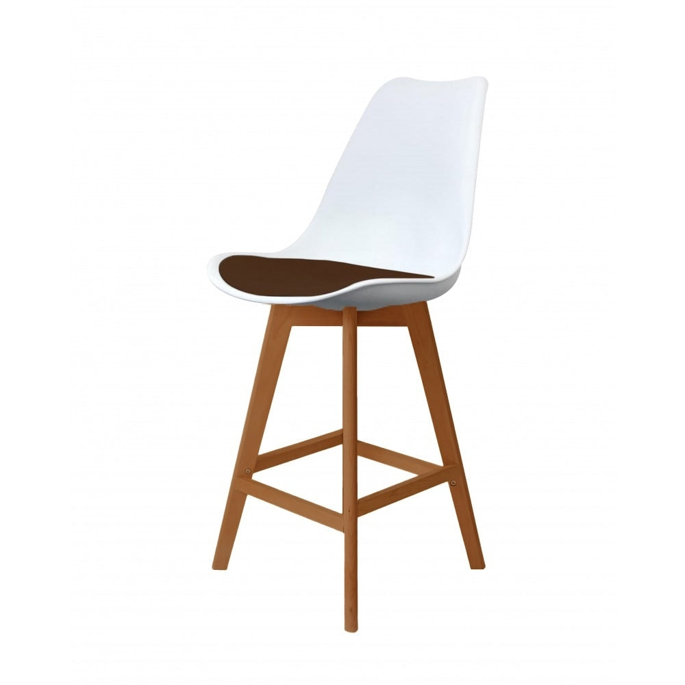 Soho Chocolate Plastic Bar Stool Medium Wood Legs