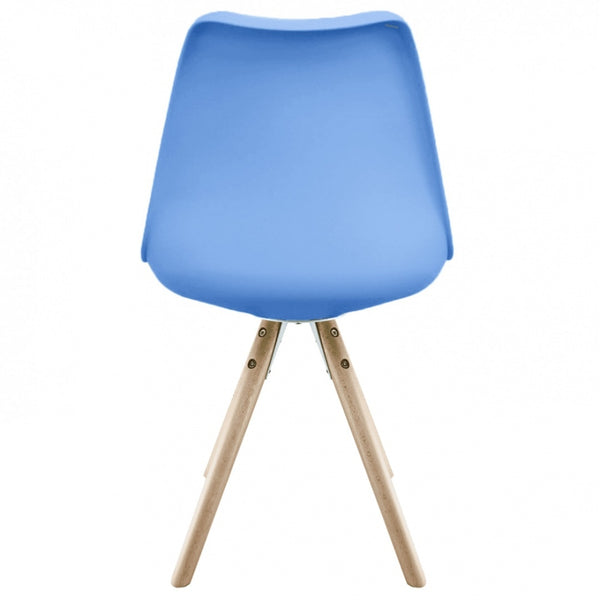 Soho Blue Plastic Dining Chair with Pyramid Light Wood Legs