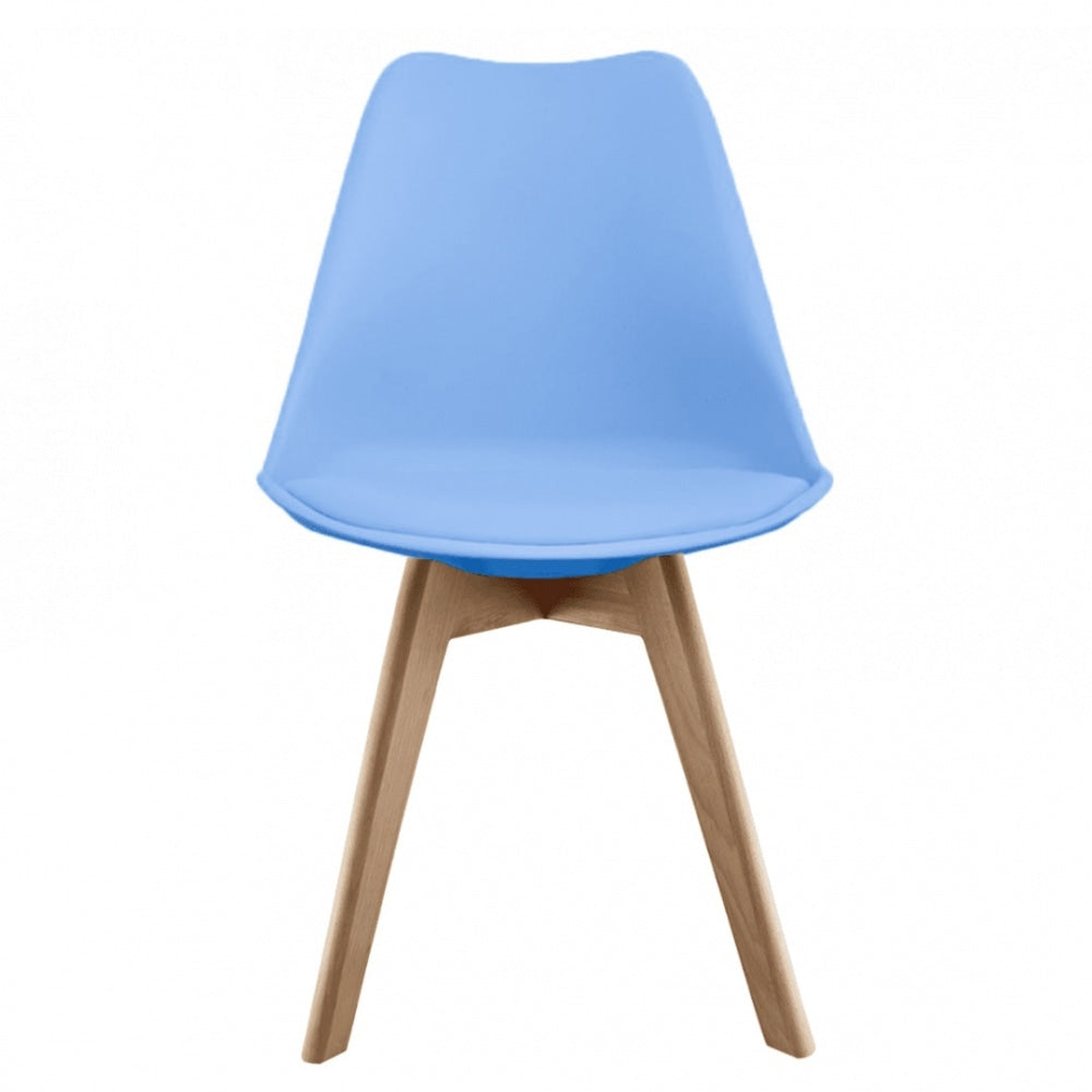 Soho Blue Plastic Dining Chair with Squared Light Wood Legs