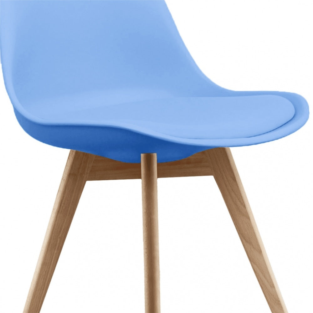 Soho Blue Plastic Dining Chair with Squared Light Wood Legs