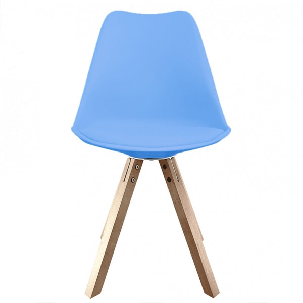 Soho Blue Dining Chair with Square Pyramid Light Wood Legs