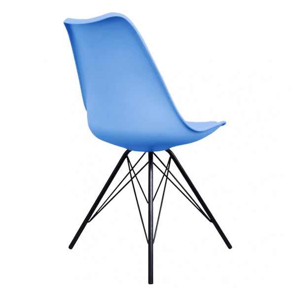 OUTLET Soho Blue Plastic Dining Chair with Black Metal Legs