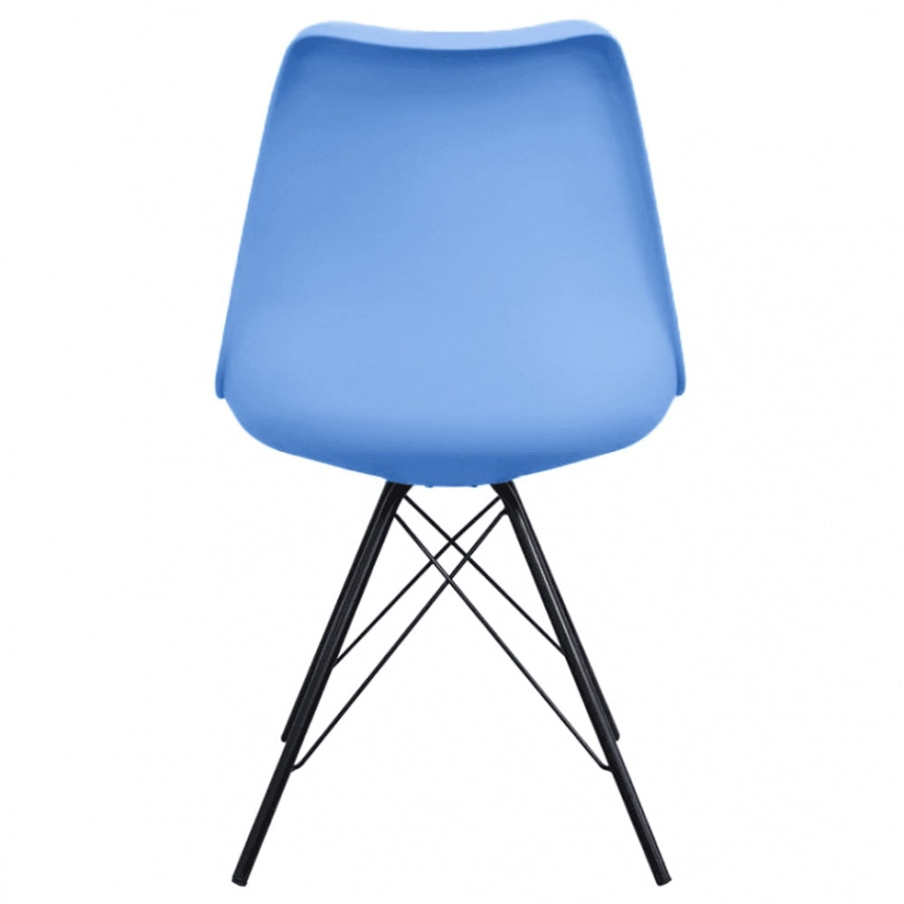 OUTLET Soho Blue Plastic Dining Chair with Black Metal Legs