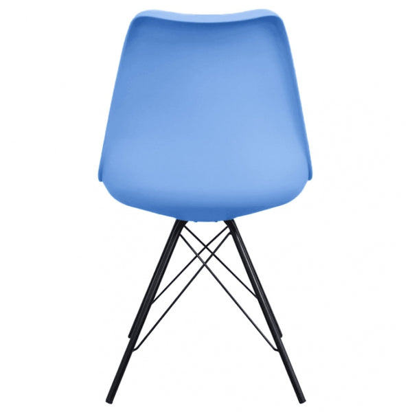 OUTLET Soho Blue Plastic Dining Chair with Black Metal Legs