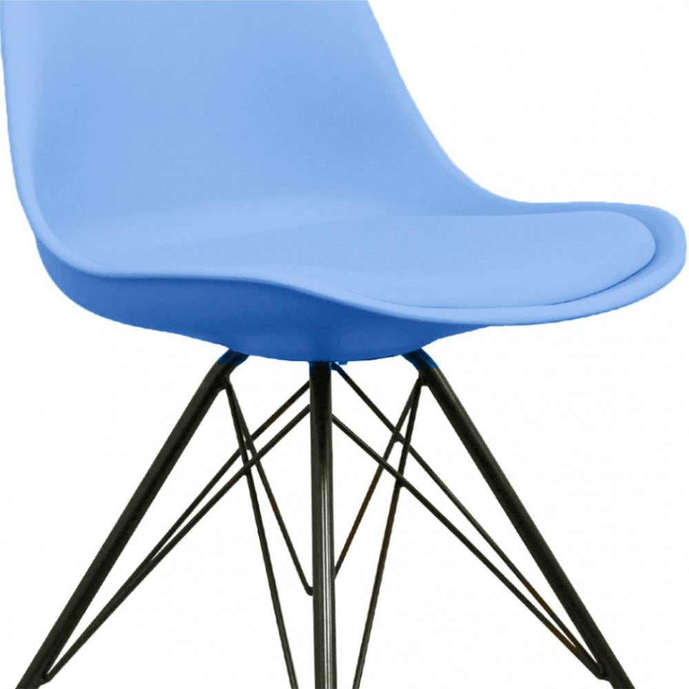 OUTLET Soho Blue Plastic Dining Chair with Black Metal Legs