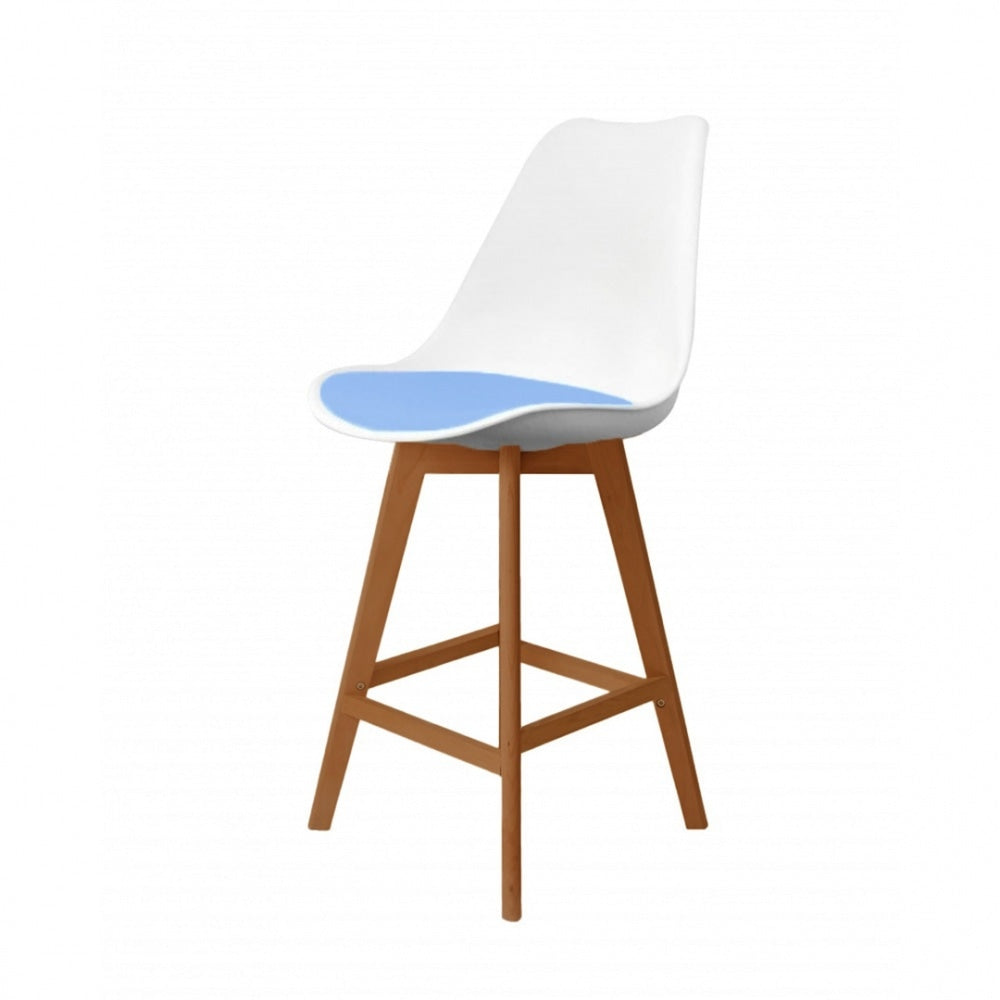Soho Blue Plastic Bar Stool Medium Wood Legs
