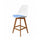 Soho White and Blue Plastic Bar Stool with Medium Wood Legs