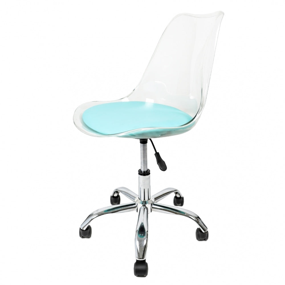 Soho Clear Aqua Plastic Desk Chair Swivel Base