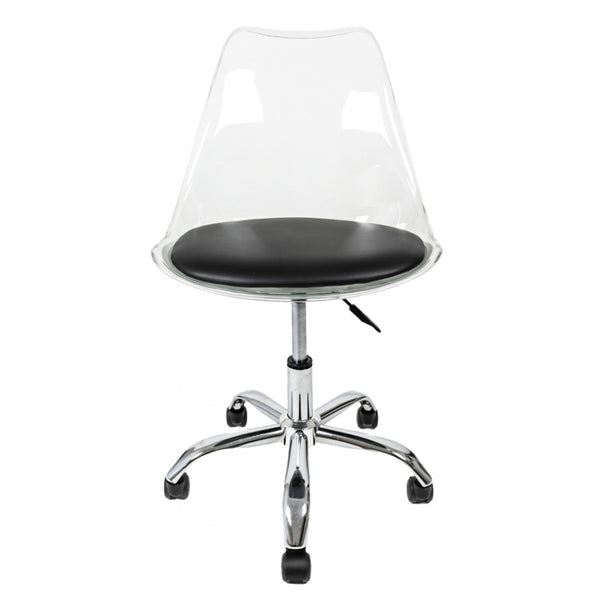 Soho Clear and Black Plastic Desk Chair with Swivel Base
