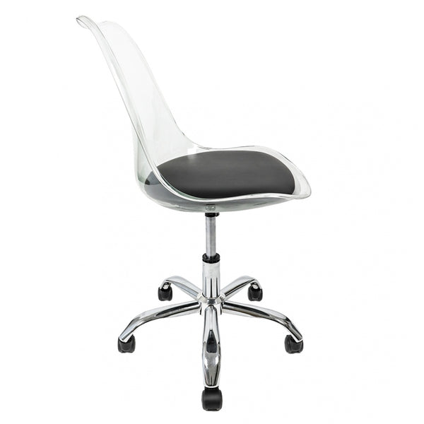 Soho Clear and Black Plastic Desk Chair with Swivel Base