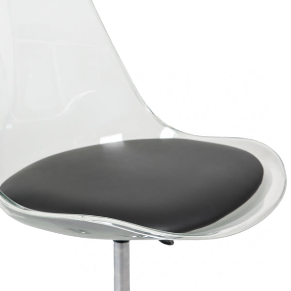 Soho Clear and Black Plastic Desk Chair with Swivel Base