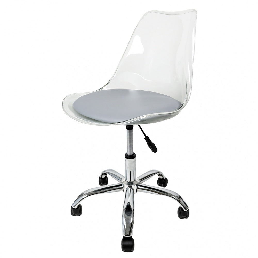 Soho Clear Light Grey Plastic Desk Chair Swivel Base