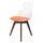 Soho Clear and Orange Plastic Dining Chair with Squared Dark Wood Legs
