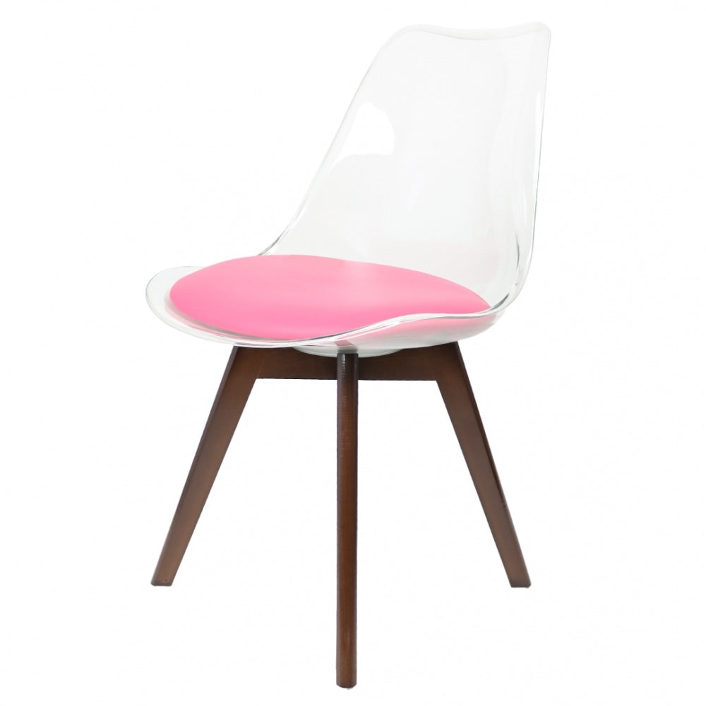 Soho Clear Bright Plastic Dining Chair Squared Dark Wood Legs