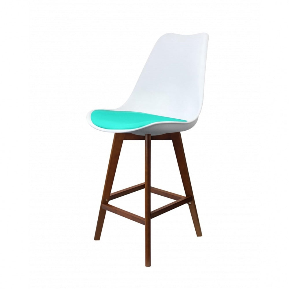 Soho Aqua Plastic Bar Stool Dark Wood Legs